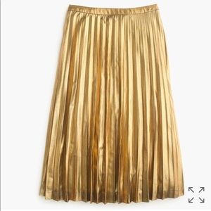Gold Pleated J. Crew Midi Skirt